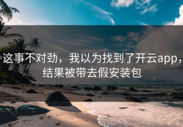 这事不对劲，我以为找到了开云app，结果被带去假安装包
