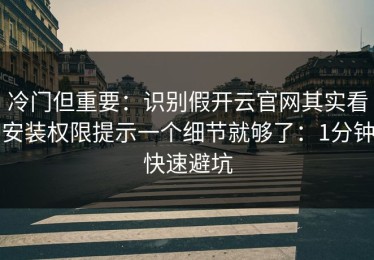 冷门但重要：识别假开云官网其实看安装权限提示一个细节就够了：1分钟快速避坑
