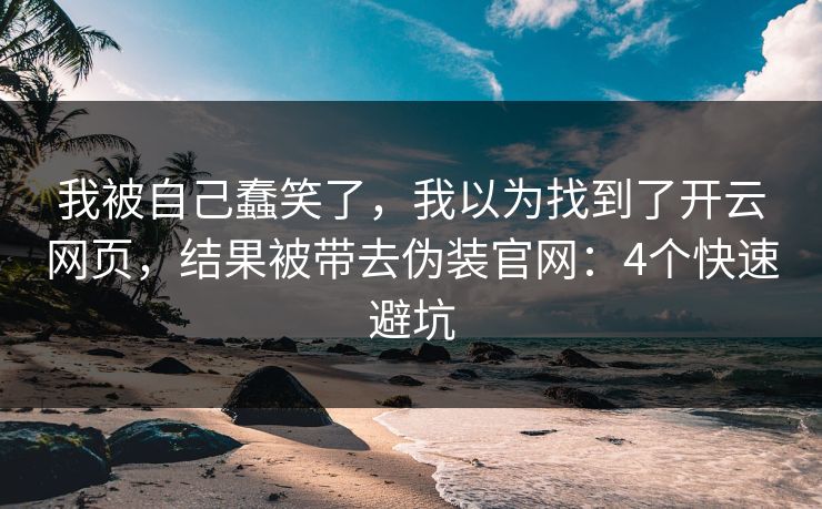 我被自己蠢笑了，我以为找到了开云网页，结果被带去伪装官网：4个快速避坑